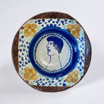 William Plumptre, Slip decorated plate with blue glaze