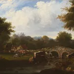 Robert Gibb RSA, Little Farm near Edinburgh, Craigmillar in the distance