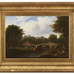 Robert Gibb RSA, Little Farm near Edinburgh, Craigmillar in the distance