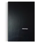 A vertical, minimalist black painting featuring the word "REVENGE" hand-painted in a small, subtle white font at the center, set against a deep, heavily textured background of joint compound and acrylic.