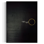 A vertical, minimalist black painting on textured canvas featuring a thin, hand-drawn yellow circle and the text "SELF DESTRUCTIVE SIDE" where the word "SELF" is crossed out.