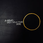 A tight close-up focusing on the hand-painted text and the yellow circle, emphasizing the raw, tactile texture of the joint compound and acrylic layers.