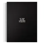 A vertical black and white typographic painting with the text "MY PAIN NEVER CAME FROM MY ENEMIES" hand-painted in white over a dark, heavily textured background of joint compound.