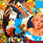 steve rawlings city of night original collage Perspex framed art spray paint acrylic varnish hand cut collage original colour red yellow pop Marilyn Monroe