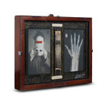 Vintage wooden story box, photographed x-ray hand
