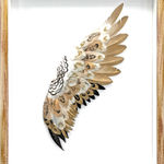 Cassandra Yap, To The Sun and Back, Artist, Art, Gold, Feathers, Gold leaf, Pin Up Girls, Turner Art Perspective, Essex Chelmsford Art Gallery