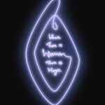 Lauren Baker, Women Magic (White Lavendar), 2021, limited edition neon screen print with diamond dust. Contemporary purple neon typographic artwork exploring human connection and femininity - Available now through Turner Art Perspective, Essex Gallery.