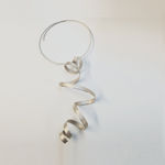 sculptural pendant – calligraphy - in recycled silver - sculptural jewellery by artist Ute Decker