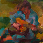 detail of an abstracted figurative painting