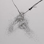 Detail of Graphite on paper of two dark lines in central form.