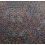 large acrylic and mixed media on canvas in an abstract expressionist mode of thousands of multicolored small rings creating a sense of cosmic depth