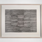 Minimalist graphite drawing on paper consisting of many lines in a grid-like structure