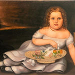 American, A Young Girl, Her Dog and a Hat of Flowers in an Arcadian Landscape, American, c. 1835