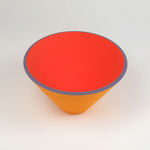 Sara Moorhouse, SM21. Small orange and blue bowl grey interior