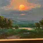 Ovanes Berberian, Sunset by the Pond, 2022