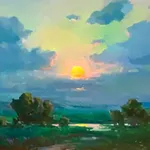 Ovanes Berberian, Sunset by the Pond, 2022