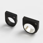 Kathryn Kelly, Ebony Single Arch + Silver Lined Rings