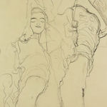 Gustav Klimt, Two Studies for a Female Semi-Nude in Recumbent Position, Toward the Left, 1964