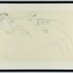 Gustav Klimt, Two Studies for a Female Semi-Nude in Recumbent Position, Toward the Left, 1964