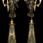 Pierre-Philippe Thomire (attributed to), A pair of Louis XVI oil lamps featuring the figures of L’Étude and La Philosophie, attributed...