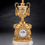 Joseph Coteau, A Louis XVI lyre clock by Jacques-Thomas Bréant, enamel work by Joseph Coteau, Paris date 1775-80