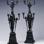 Pierre-Philippe Thomire (attributed to), A pair of Louis XVI oil lamps featuring the figures of L’Étude and La Philosophie, attributed...