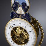 Joseph Coteau, A Louis XVI lyre clock by Jacques-Thomas Bréant, enamel work by Joseph Coteau, Paris date 1775-80