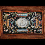 A PAIR OF GEORGE II MAHOGANY SIDE TABLES, The table bases: English, circa 1740 The scagliola inserts: Italian, circa 1735