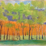 Wolf Kahn, Golden Woods on Gray Paper, 1990