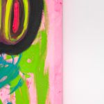 Judith Bernstein, Death Heads (Four Eyes on Hot Pink Ground), 2024