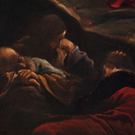 Detail of the painting with three figures.