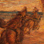 painting depicting a horse ride