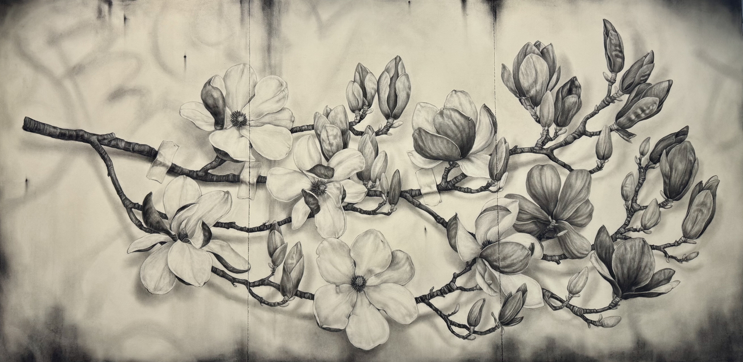 Emily Farish, (Three Panel) Chinese Magnolia Branch No. 49,&nbsp;2025