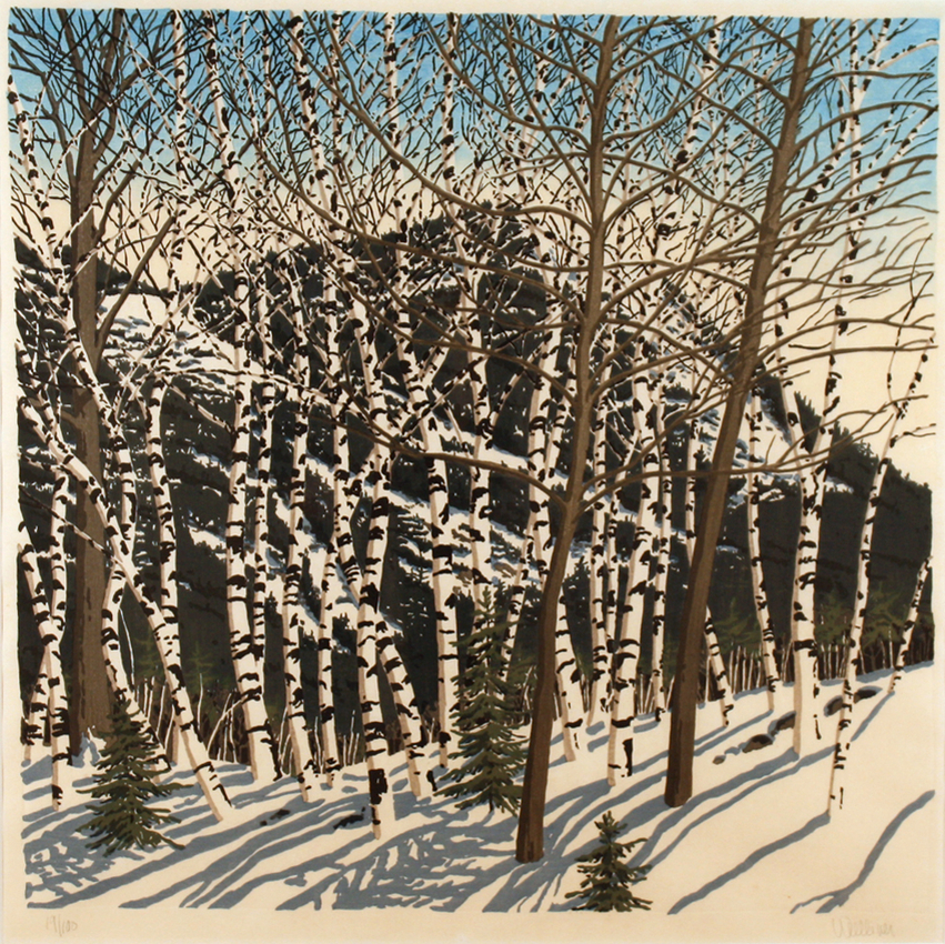 Birches, 1982-1983,&nbsp;Woodcut on Kizuki Nishinouchi,&nbsp;29 1/2 x 30 1/2 inches, Edition of 100