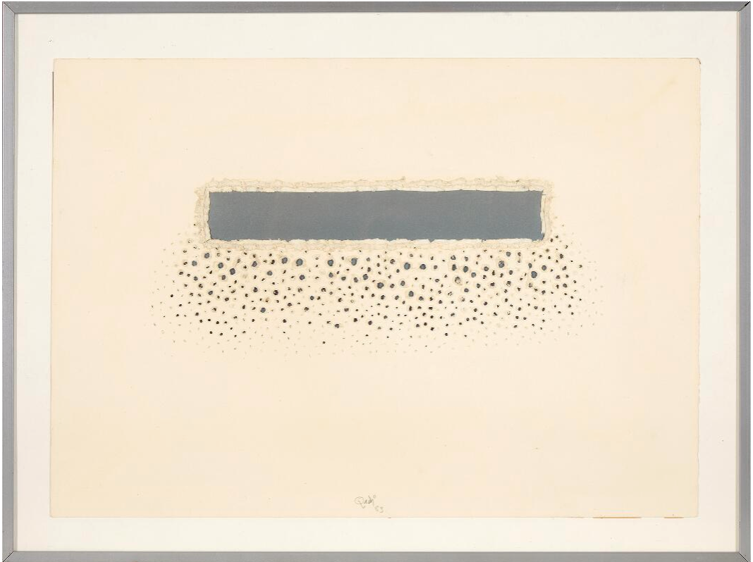 Sohan Qadri, Untitled, 1983, Embossed paper laid down on silver-coloured paper, 9&nbsp;⅚ x 13&nbsp;⅘ in (25 x 35 cm), QADSO025