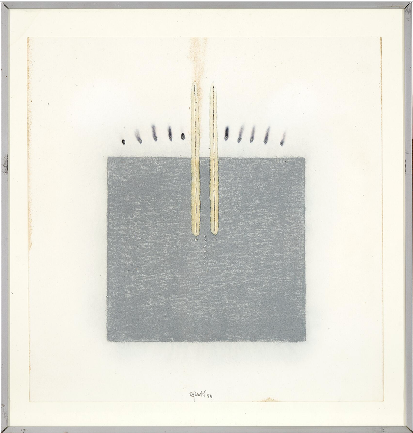 Sohan Qadri, Untitled, 1984, Acrylic silver paint and incisions on paper, 12&nbsp;⅗ x 12&nbsp;⅗ in (32 x 32 cm), QADSO026