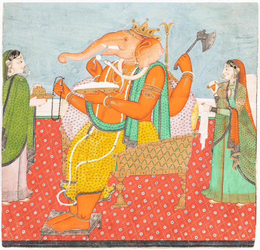 GANESHA ENTHRONED Kangra, Pahari, c. 1800-1850