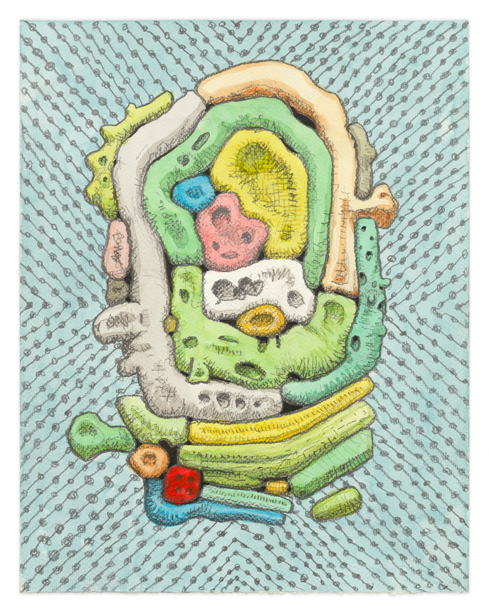 Radial Stack, 2025, Ink and graphite on paper,