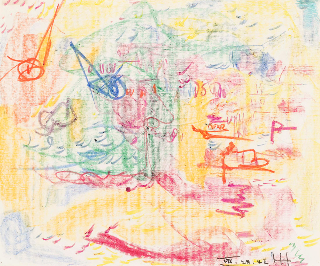 Untitled, 1942, Crayon on paper, 14 x 17 inches, 35.6 x 43.2 cm, A/Y#8222