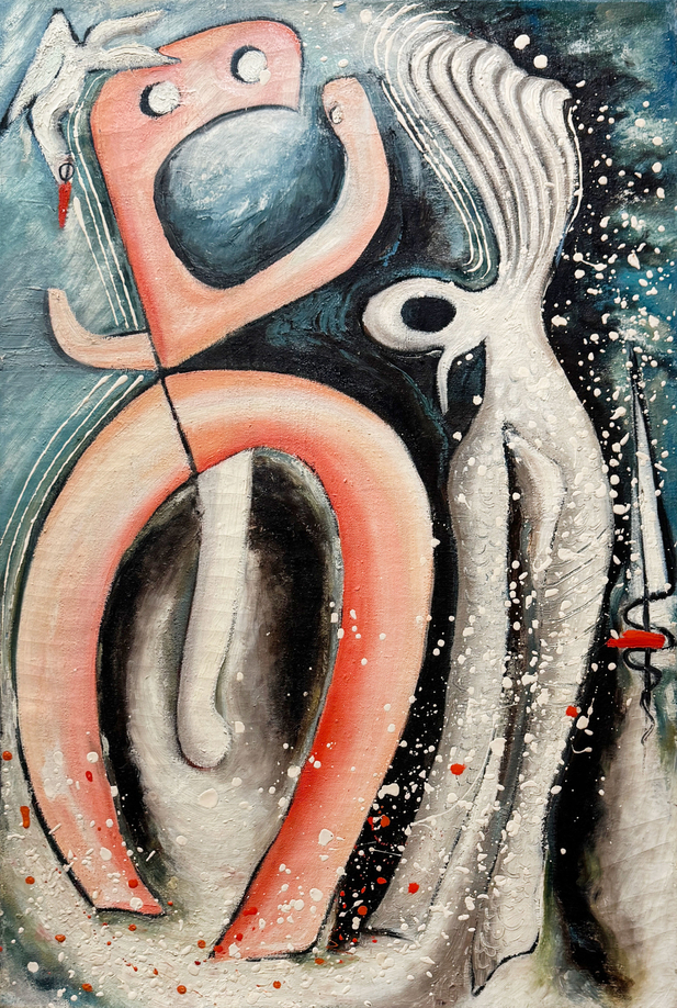 Dusti Bong&eacute;, The Whimsical Pigeon, circa 1950, oil on canvas, 30 x 20 in. Courtesy of Hollis Taggart.