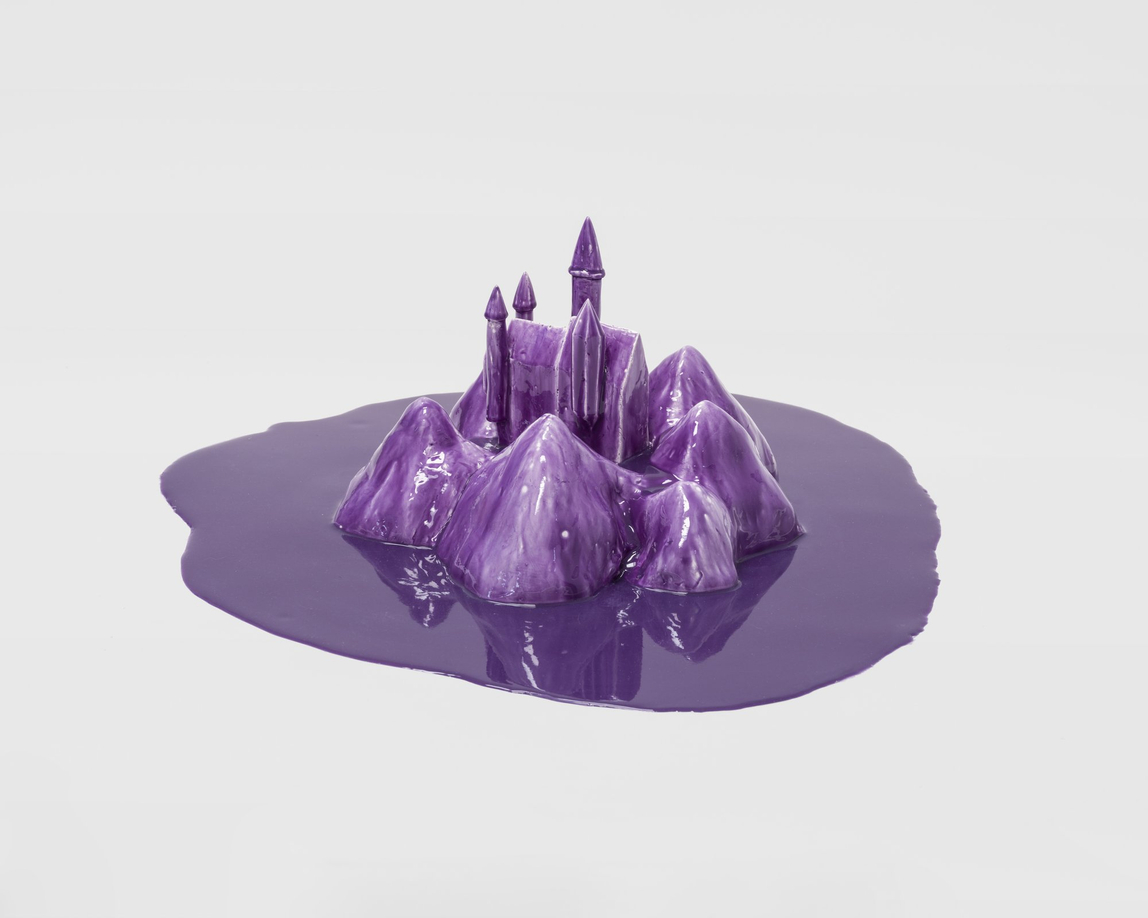 Jacci Den Hartog, Purple Fog, 1992-2025, plaster, rubber, 8 x 20 x 20 in. Courtesy of Tureen.