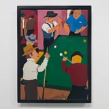 Frank Diaz Escalet Pool Game 1938, 1985 Acrylic on Masonite, 24 x 18 in. (61 x 45.7 cm)