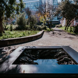 Quatro Poços de Água no Parque, 2021. Bronze, stone, stainless steel and hydraulic system 4 wells. Wells 1 and 2 : 90 x 150 x 150 cm Wells 3 and 4 : 50 x 250 x 250 cm Permanent installation at Parque Gonçalo Ribeiro Telles, Lisbon, Portugal