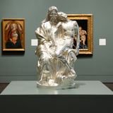 Installation view of Tavares Strachan, Black Madonna (Louise Little and Malcolm X), 2022 at the Blanton Museum of Art, The University of Texas at Austin