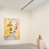 (Left to right) Jessica Rankin, Or Spirit Everywhere, 2023, Collection of the artist; Paul Pfeiffer, Incarnator (Pampanga), 2018, Courtesy the artist and carlier | gebauer (Berlin/Madrid). Installation view, “Julie Mehretu. Ensemble”, 2024, Palazzo Grassi