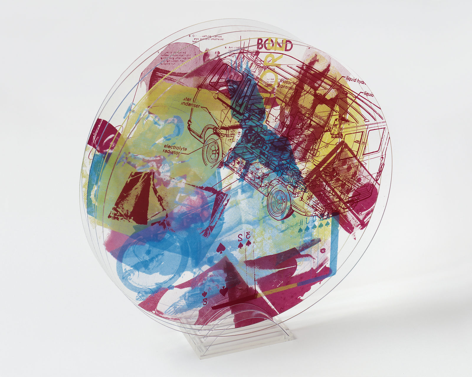 Robert Rauschenberg Revolver, 1969 Screenprint on acrylic, 5 disks, acrylic base, instruction sheet, in envelope Overall: 9 1/8 x 9...