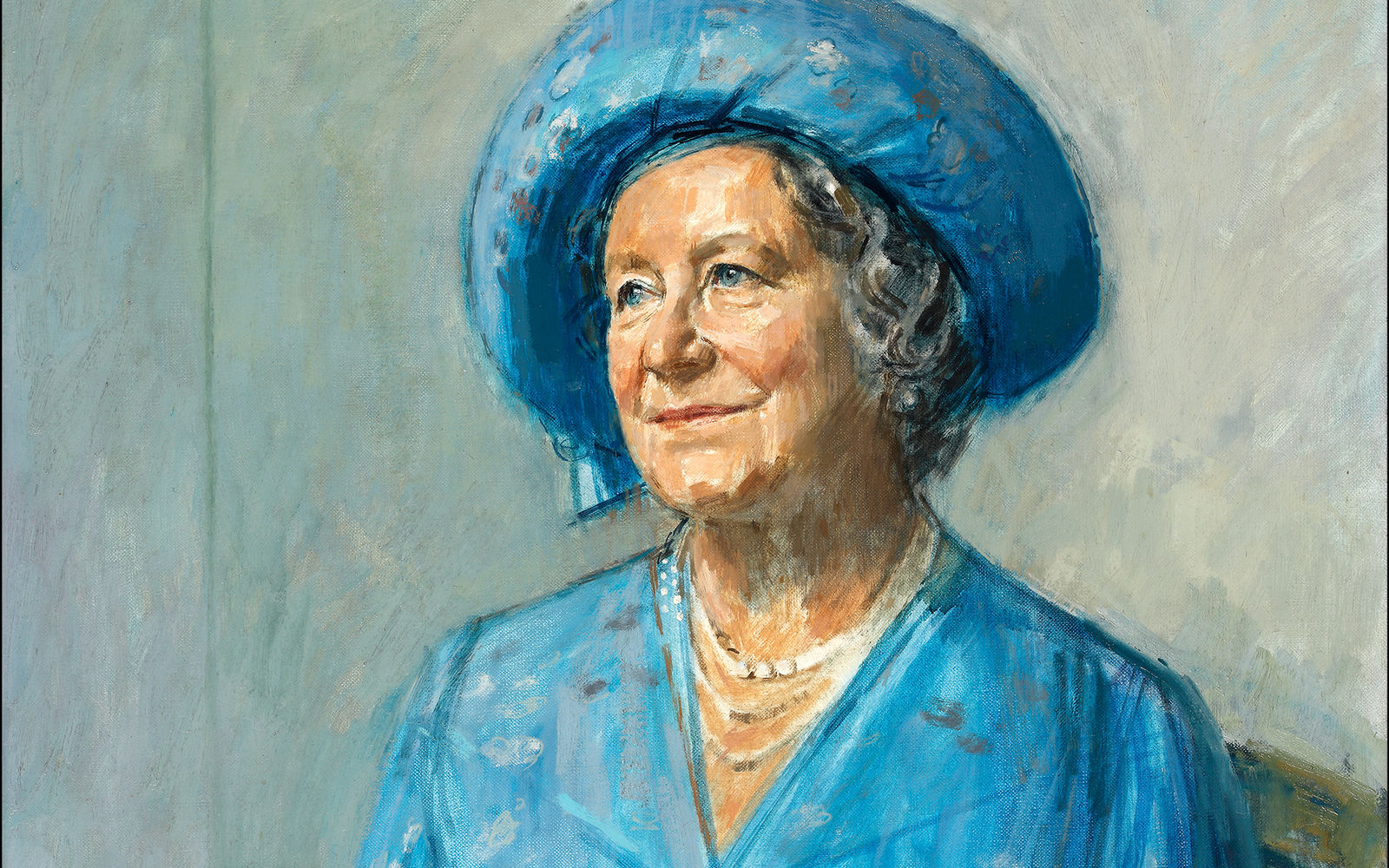 a portrait of The Queen Mother by renowned royal portraitist Michael Noakes