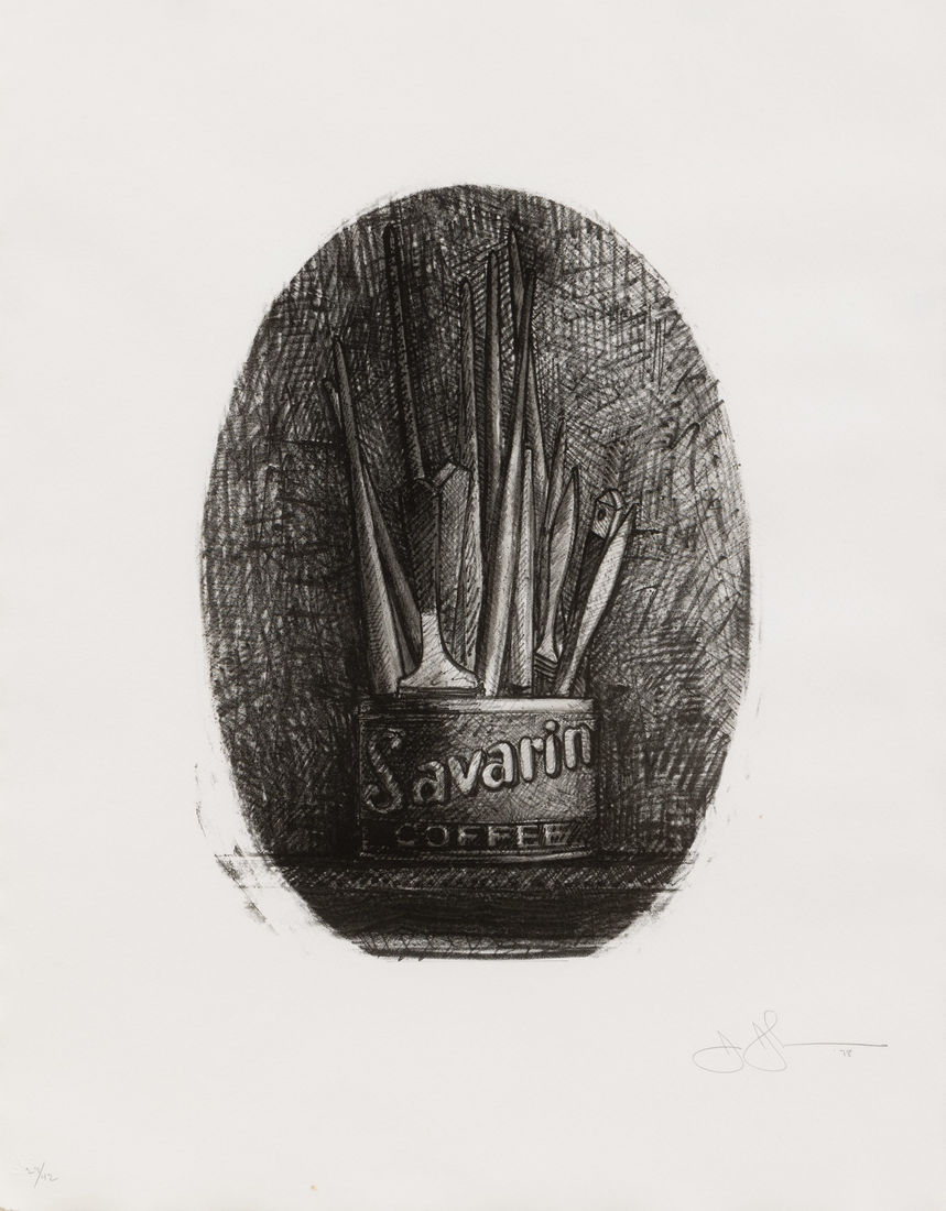 <span class="artist"><strong>Jasper Johns</strong></span>, <span class="title"><em>Savarin 4 (Oval)</em>, 1978</span>