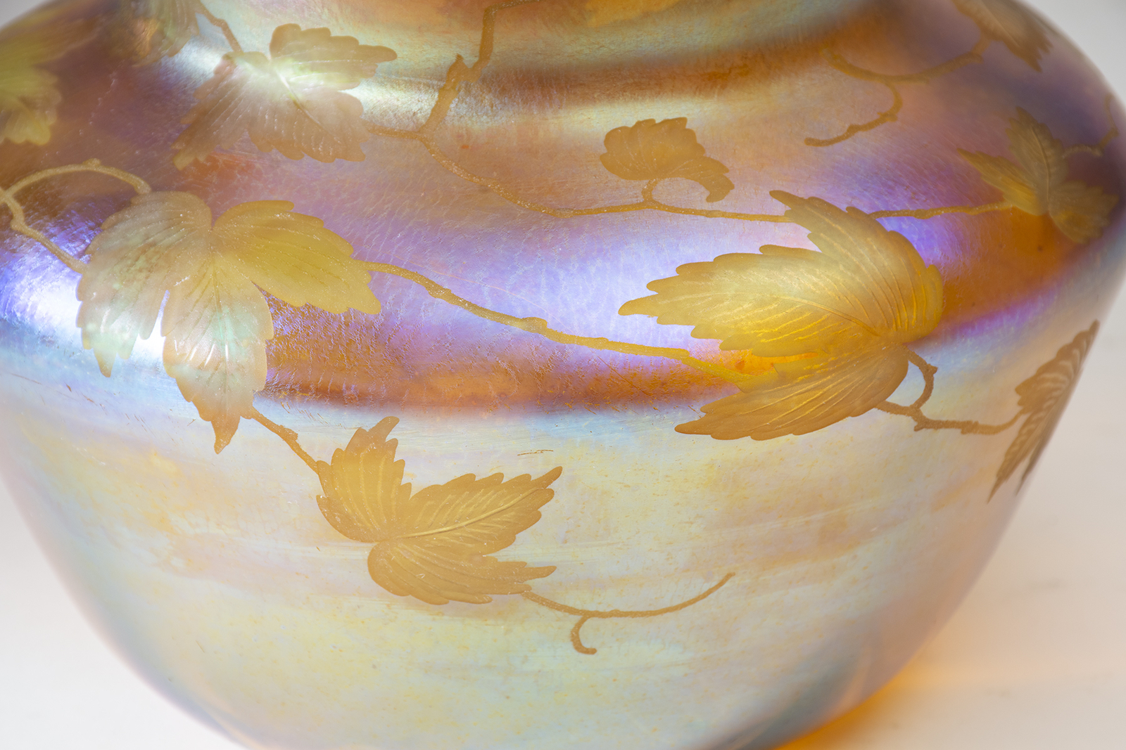 Gold Iridescent Vase with Intaglio Decoration