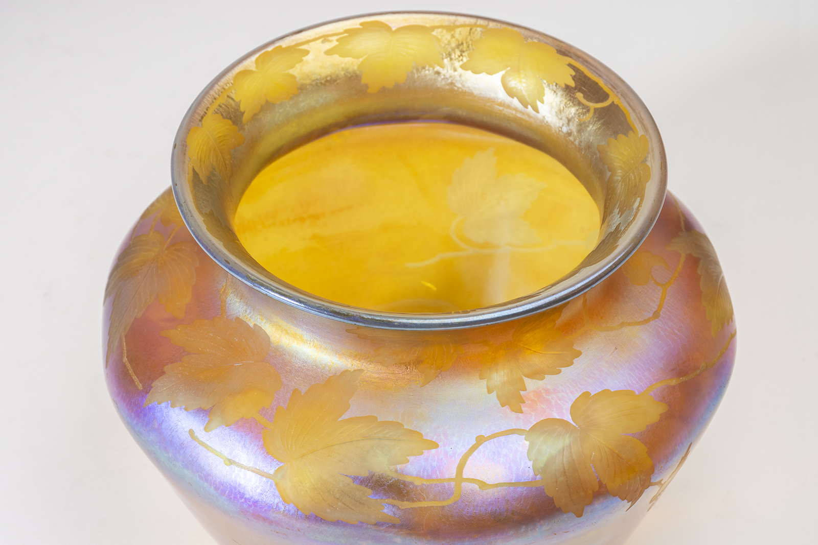 Gold Iridescent Vase with Intaglio Decoration